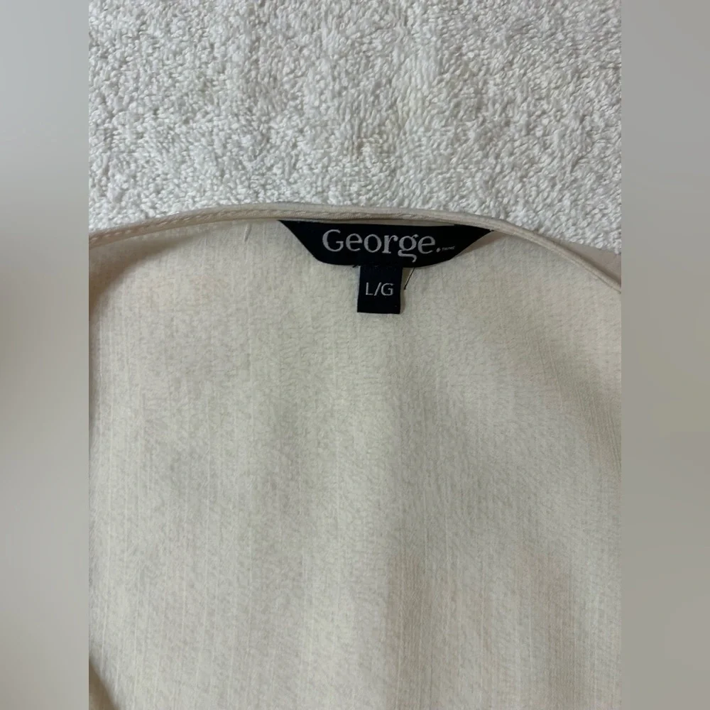George Cream Ruffled Blouse Coverup with Long Sleeves - Picture 5 of 5